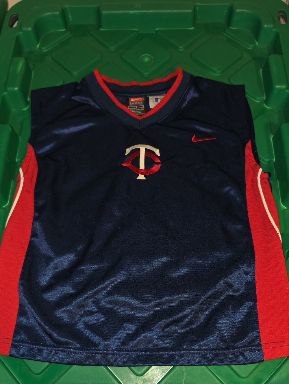 Vtg Nike Kids' Minnesota Twins Navy & Red Athletic Jersey Sleeveless Size 5